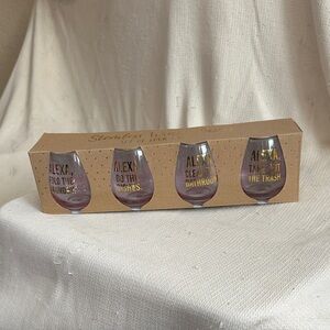 TMD Stemless Wine Glass Set with Fun Text